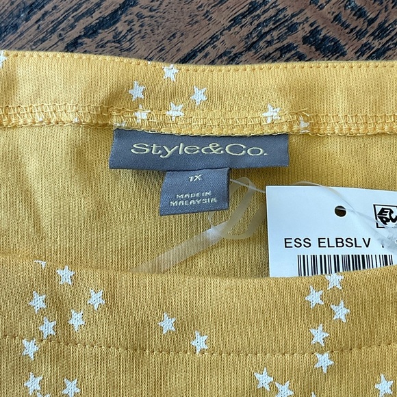 Yellow Women's Top with White Stars - Picture 2 of 2
